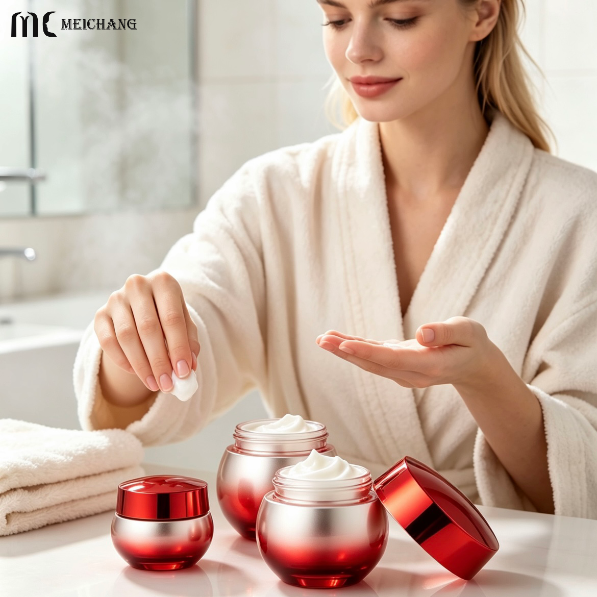 Chinese Style Embossed Glass Skincare Packaging Set with Gradient Finish , Custom Serum Bottle , Lotion Bottle & Cream Jar(MC-315)