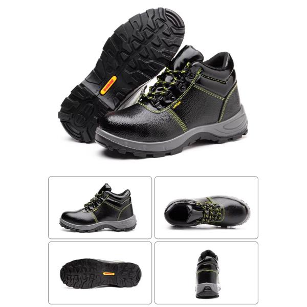 Chaussures de sécurité de construction légères Noir Bottes en vrai cuir Unisexe