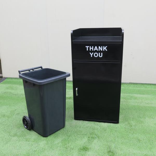 Outdoor Black Decorative Garbage Bin Stainless Steel Trash Can Waste Bin