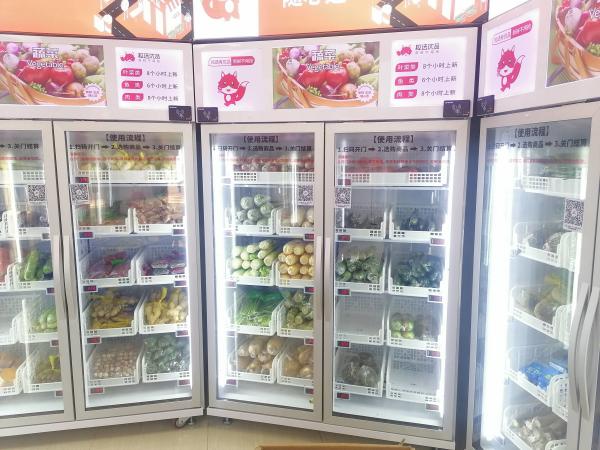 Máquina de venda automática esperta congelada do refrigerador do ovo do alimento em mercado 2não pilotado do mícron