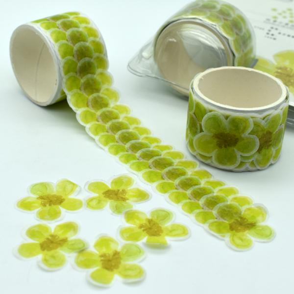 Декоративные цветки делают по образцу слипчивые стикеры ленты Washi