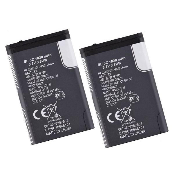 BL-5C Liion Mobile Phone Rechargeable Batteries for Nokia 6600 6230 3650 E50 N70 1100 6268 E70 3.7V 1020mAh