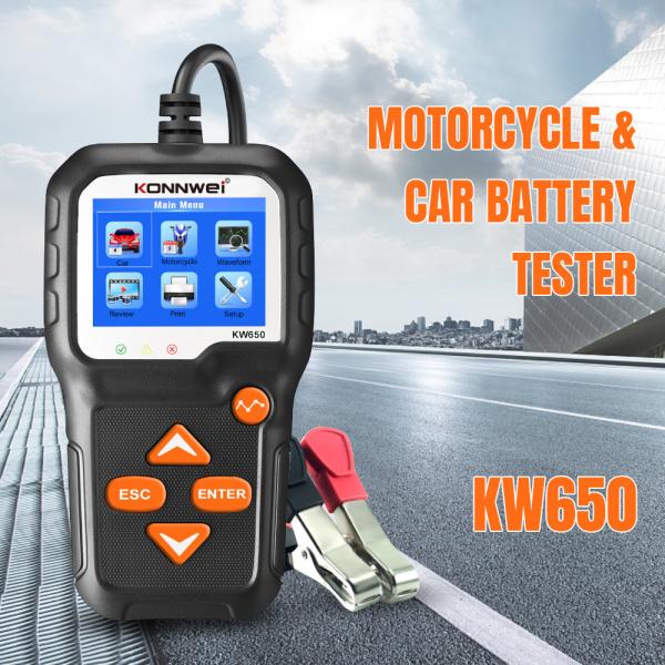 Hand-held 2.4 inch 6-16V Vehicle Battery Test Tool KONNWEI KW650 with update and print
