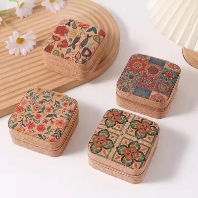 Cork Travel Jewelry Case, Cork Box Jewelry Organizer for Ring Necklace Earring,  Personalized Gift for Women Mothers Girls