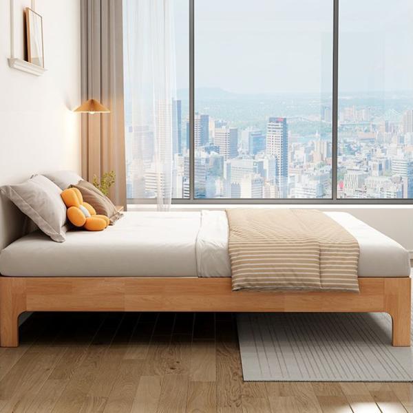 Bedroom Furniture Solid Wood Bed Beech Frame Sleeper with Storage Space for Double in Guest Room en Platform