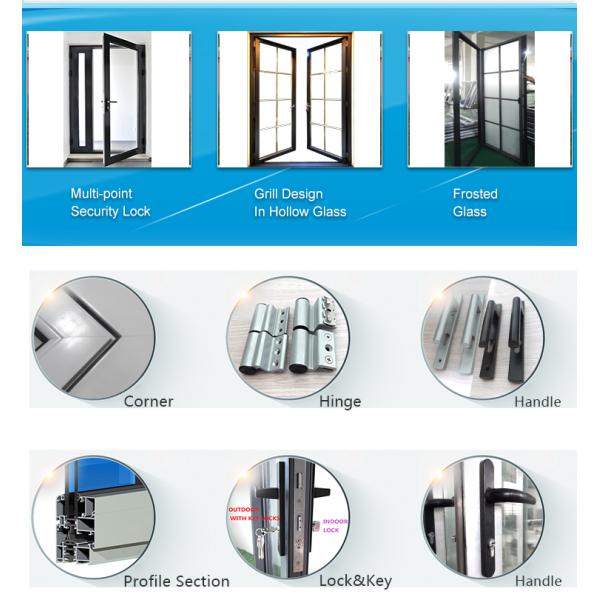 KDSConstrucción de alta calidad de vidrio doble templado de aluminio Toilet Casement Puerta giratoria única para la casa