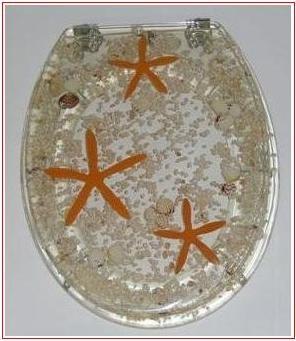 polyresin toilet seat cover,sea star shell  transparent poly-resin toilet seat,
