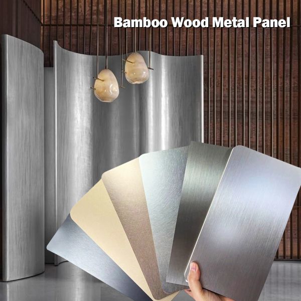 Bamboo wood Metal Panel Interior Decoration Wood Veneer Carbon Crystal Plate Boards