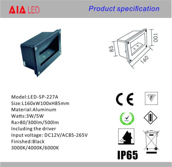 Exterior IP65 Black 3W led stair lighting &LED Step light for building