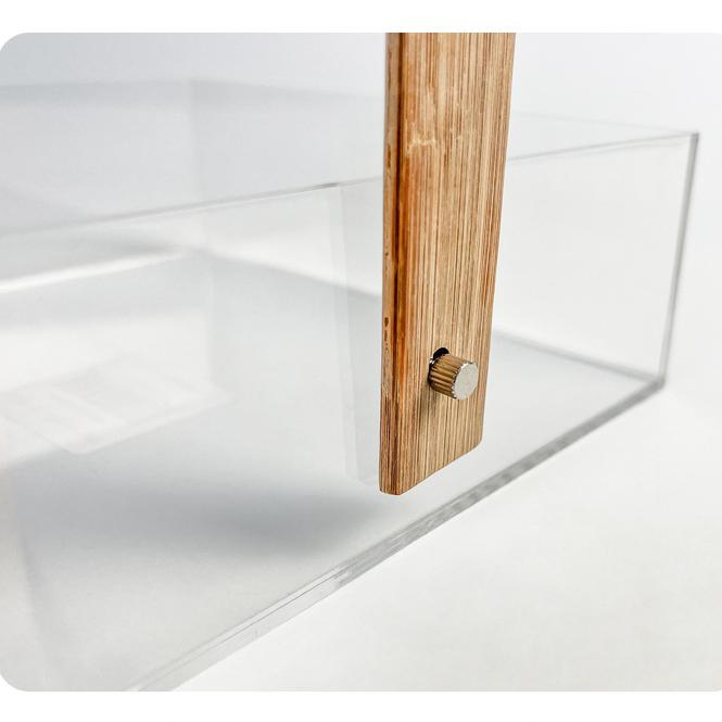 Custom Rectangle Storage Box with Transparent Acrylic Bamboo Handle Modern Design Creative Wood Compartments