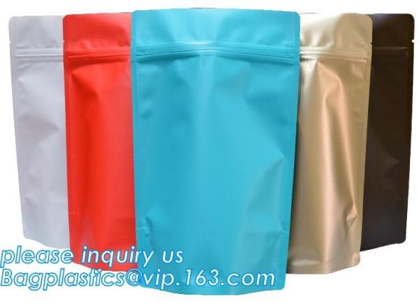 Aluminum Foil Flexible Metallized Flat Pouch Packaging Bags, Doypack chips, Resealable Mylar Stand Up Pouch