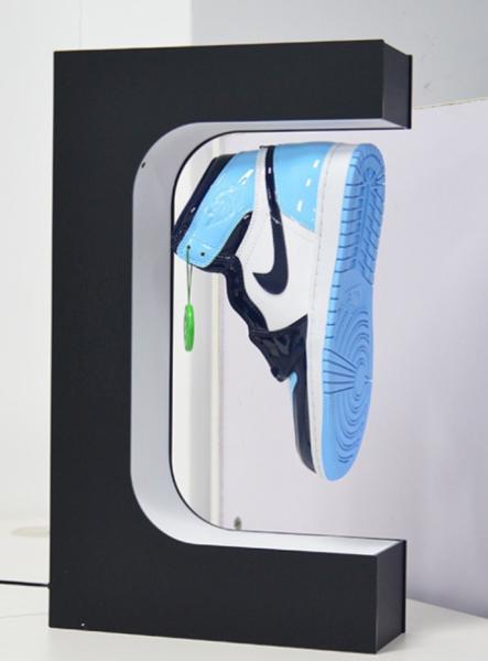 factory customize led light magnetic levitation pop sneaker shoes display racks