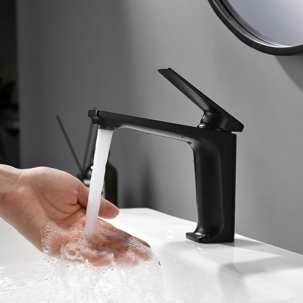 Brass Single Hole Single Handle Basin Mixer Tap in Matte Black