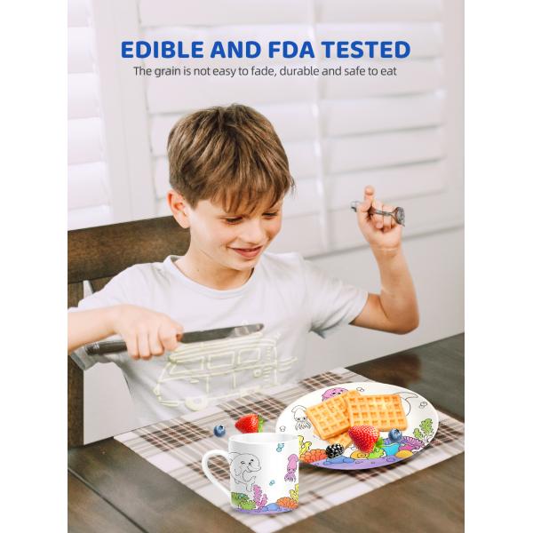 3 Paint Pens Children Didactic Toys Decorate Your Own Porcelain Plate / Mug