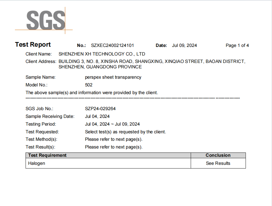 Shenzhen XH Technology Co., Ltd. Certifications