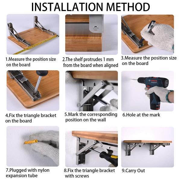 Max Load 500lb Floating Wall Mounted Shelf Bracket for Space Saving Triangle Bracket