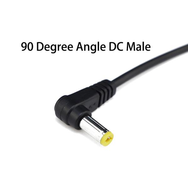90 Degree Angle Male DC 2.1x5.5 Barrel Jack to Open Stripped Tinned Wire Bare End Cable