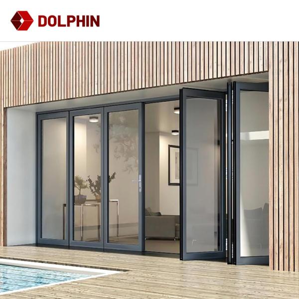 Insulated Prefab House Exterior Aluminum Folding Door Patio Double Glazing