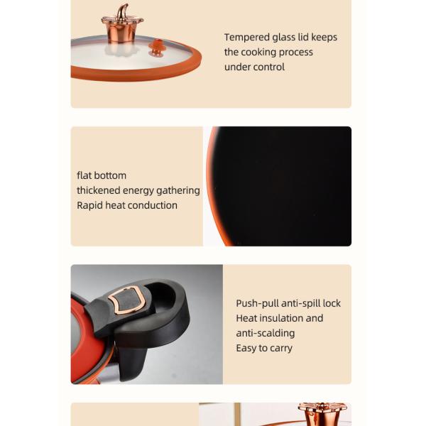 литое железо герметической электрической кастрюли кухни 8L не вставляет с защелкой ручки