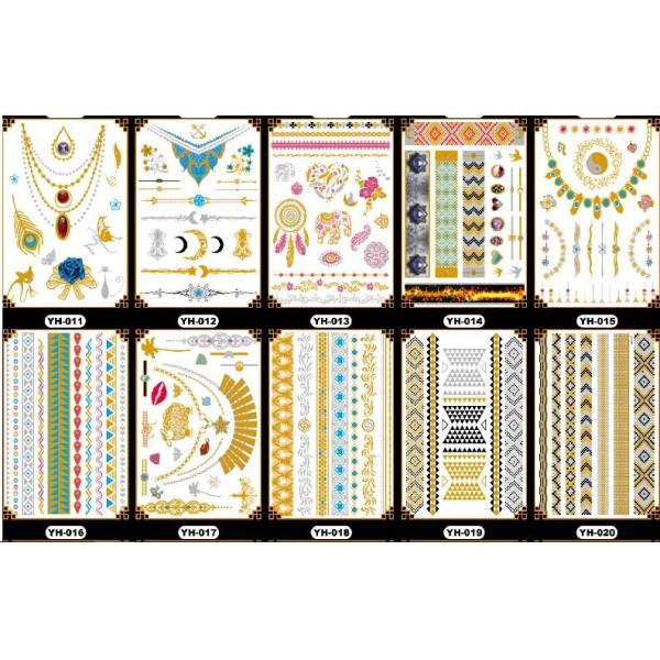 Waterproof Non Toxic Gold Foil Body Tattoo Sticker for ladies