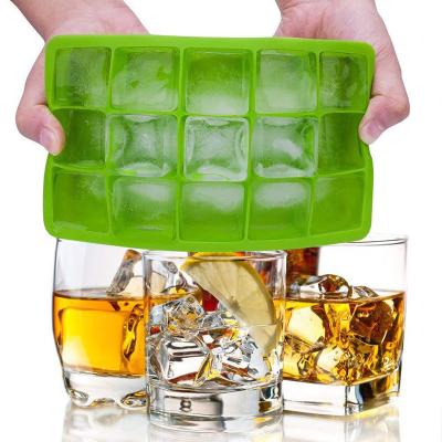 15-hole Square Shape Custom Maker Rubber Trays Silicone Ice Cube Mold