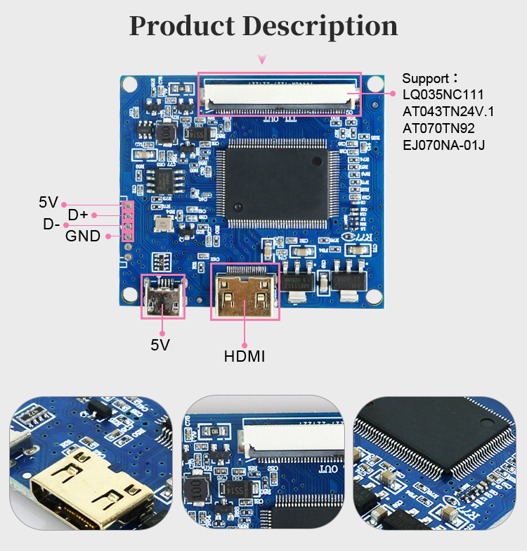 Маленькая панель управления экраном на экране LCD 50pmttl At070tn92 800 * 480 1024x600