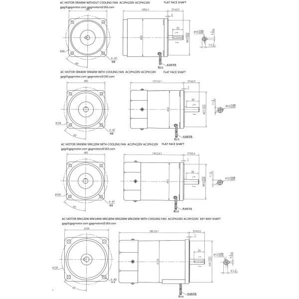 180w 104mm тип управление скоростью Ik Rk мотора индукции Ac 3 участков
