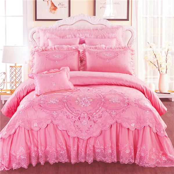 Cuatro piezas de ropa de cama de boda de lujo con edredón impreso y 100% de algodón