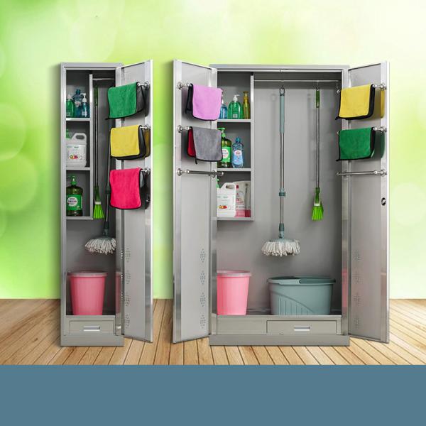 Stainless Steel 201 Mop Sundries Cabinet Cleaning Storage Cabinet Lockers