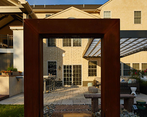 Wide 9ft Corten Steel Water Feature 180cm Rain Curtain Fountain Outdoor