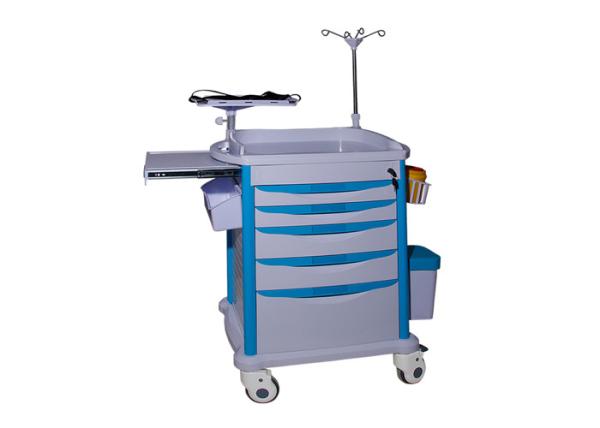 Emergency Drugs Equipment Medical Cash Cart Hospital Furniture In Blue Color