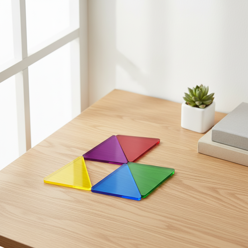 Colorful Acrylic Equilateral Triangle Tiles Kids Educational Geometry Cognitive Toy