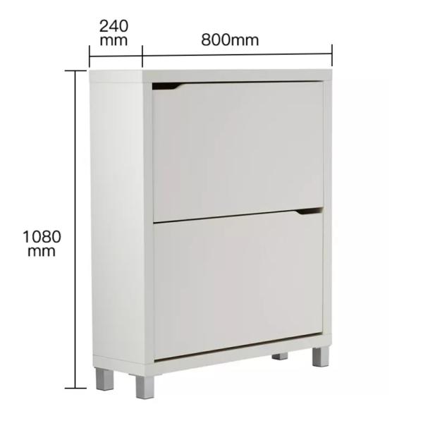 Customized Contemporary White Wooden Flip Down closed Shoe Rack Furniture 2 Tier For hallway