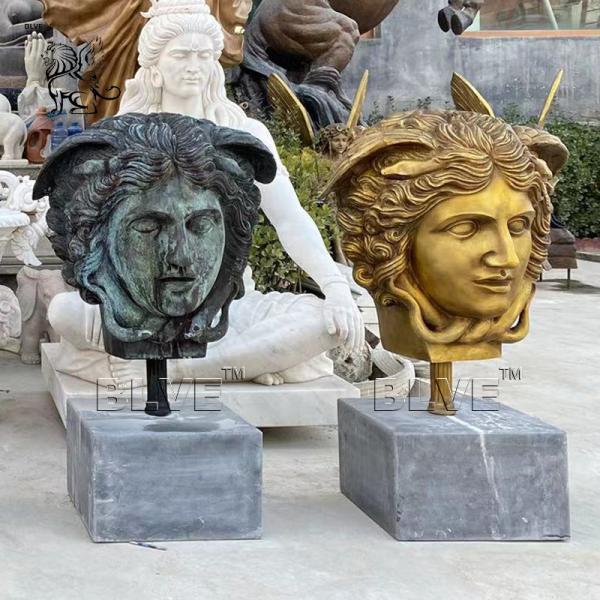 Bronze Head Statues Greek Snake Demon Bust Brass Sculpture Metal Home Decor Garden Modern Spot Goods