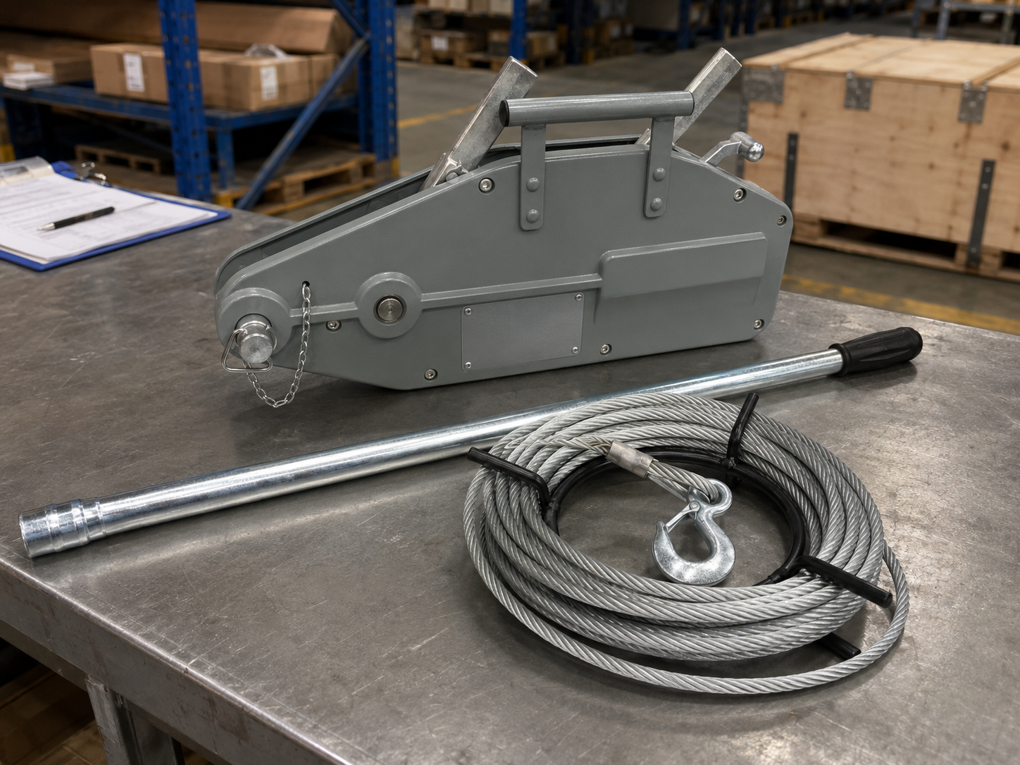 0.8-5.4T Manual Tirfor Cable Puller Winch with 20m Wire Rope for Construction and Lifting