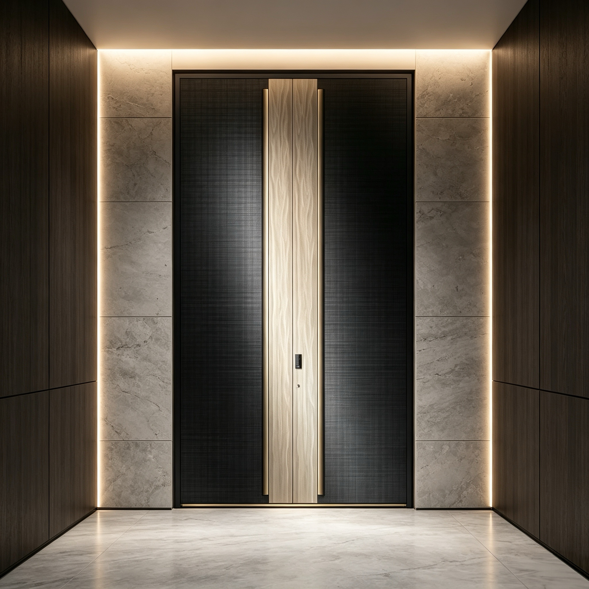 Modern Minimalist T6-T5 Aviation-grade Aluminum Alloy Entrance Door with 304 Stainless Steel Hardware and Electric Switch/Remote Control