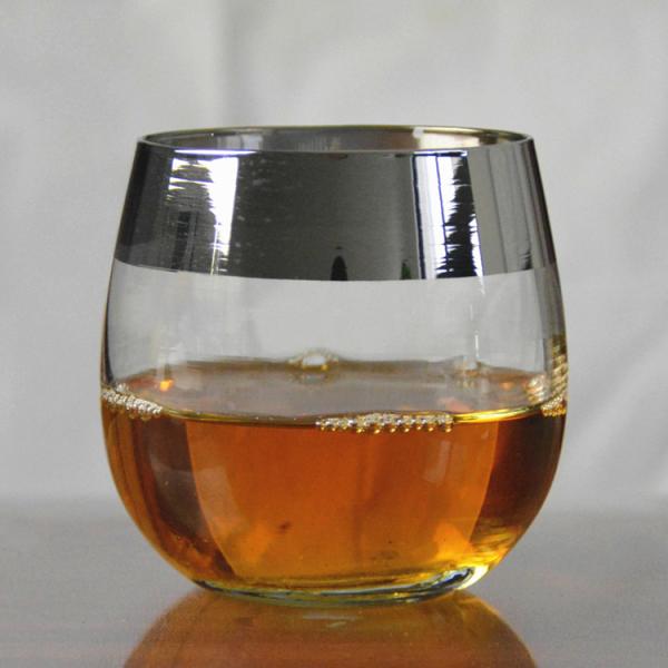 Silver Rim Ion Plated Platinum Tumbler Drinking Glasses