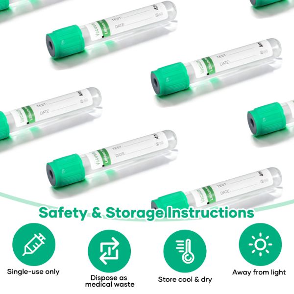 Green Cap Heparin Anticoagulant Tube PET Or Glass Material For Plasma Biochemistry