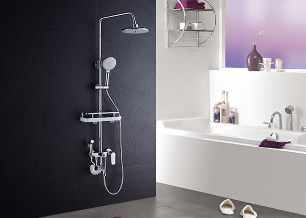 ROVATE Single Handle Bathroom Shower Set High Strength With Shampoo Shelf