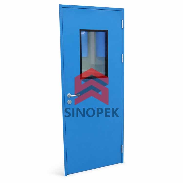 Airtight Single-Leaf Steel Cleanroom Door | Flush Mount | GMP Standard