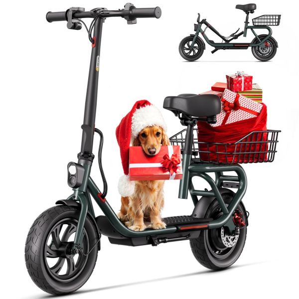 SISIGAD Adults Electric Scooter 12 Tires Peak 500W Motor 45km Long Range Electric Folding Scooter for Commuting with Rear Rack