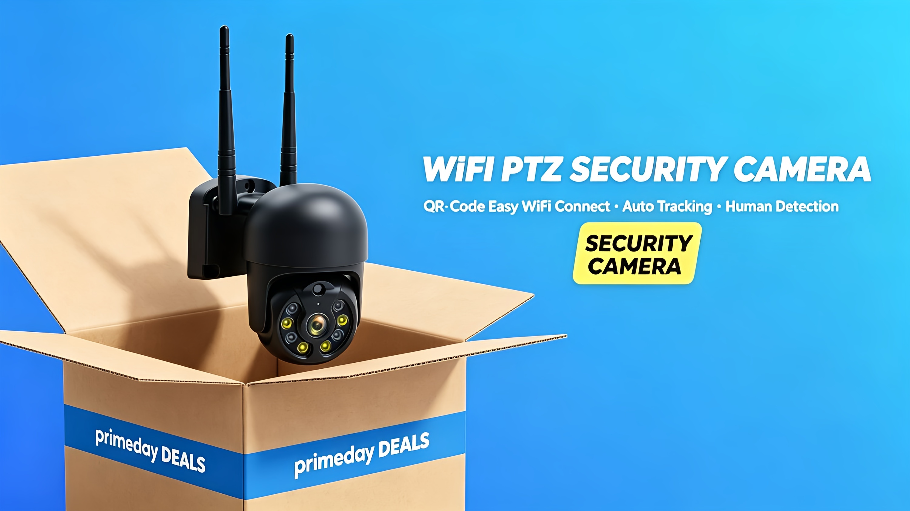 5MP Outdoor WiFi PTZ Security Camera,Human Motion Auto‑Tracking,Full‑Color Night Vision,Two‑Way Talk,IP65 Waterproof Wireless Dome IP Camera
