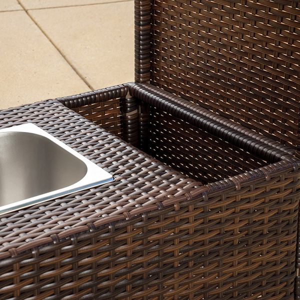 Wholesale Cheapest Steel Frame Rattan bar Cart Outdoor Indoor Use Bistro Cart Trolley Cart