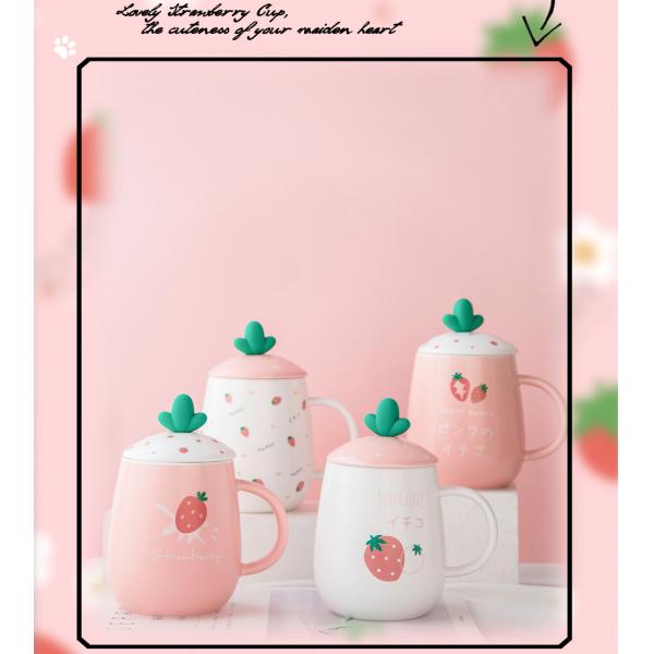 460 мл объем Милый мультфильм дизайн керамическая кружка с крышкой и ложкой