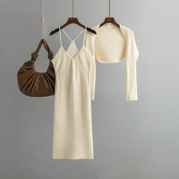 Autumn Outdoor Activity 2024 New camisole knit camisole cardigan dress women's sweater two-piece set