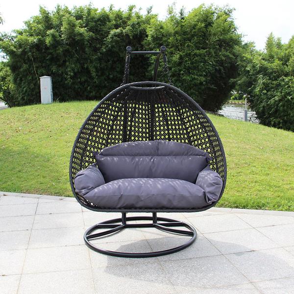 Outdoor Living Room Double Hanging Chair with Customizable Cushions and Metal Frame