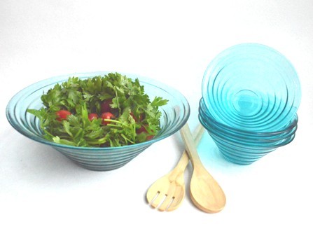 glass salad bowl set
