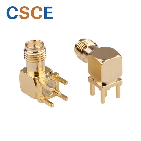 50ohm SMA Female Right Angle Connector , RF Coaxial Connector For PCB Mount