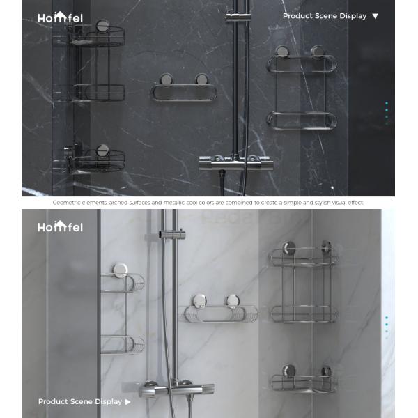 Bathroom Organizer Suction Cup Iron Wire Corner Rack Stainless Steel Shower Caddy 2 Tiers