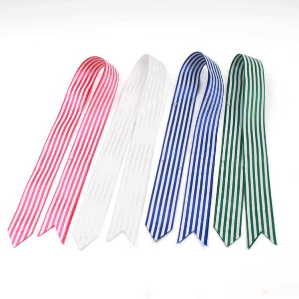 Напечатанные красных ленты сатинировки тяги 30mm картины голубых и белых Striped смычков рождества